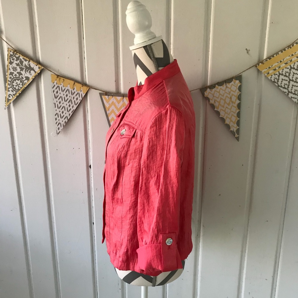 Ruby Rd. Petite Button Down Coral Shimmer Jacket - image 2
